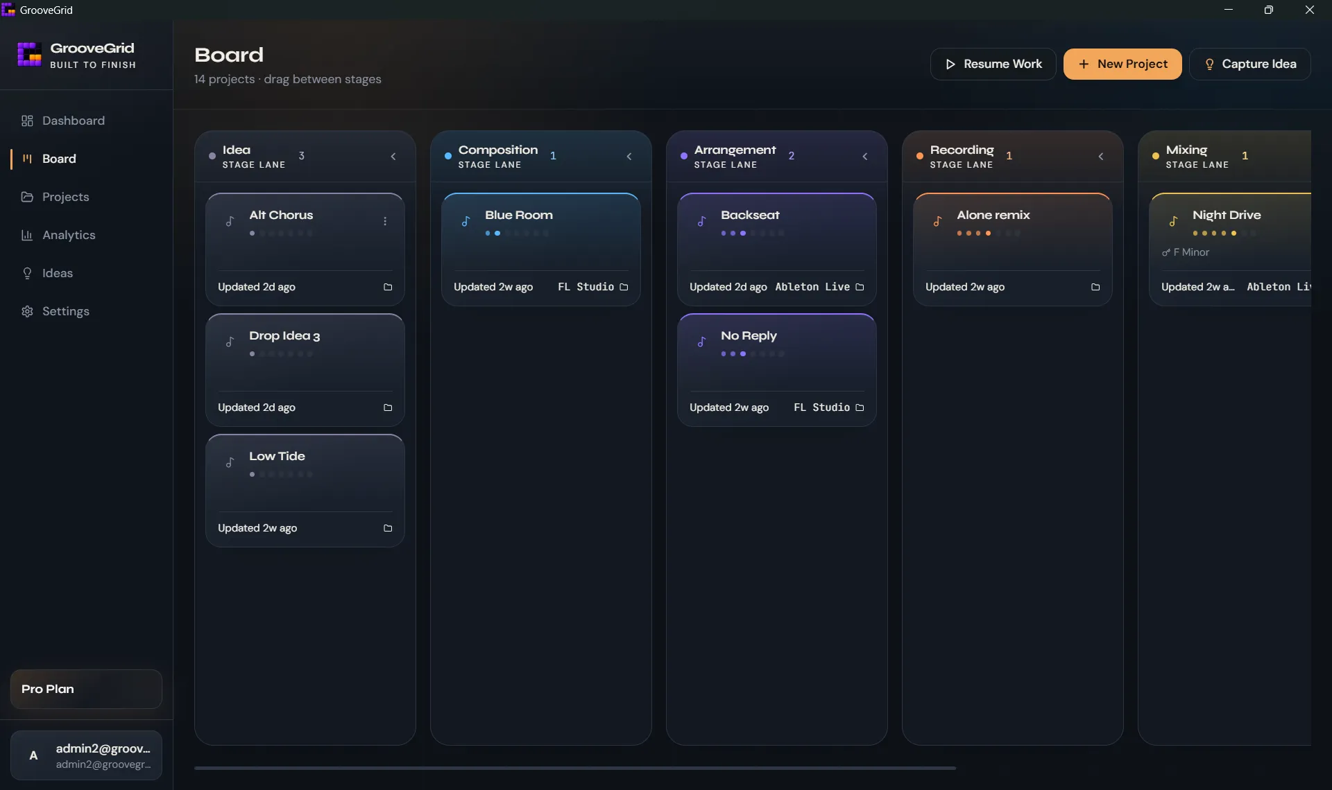 GrooveGrid production pipeline board